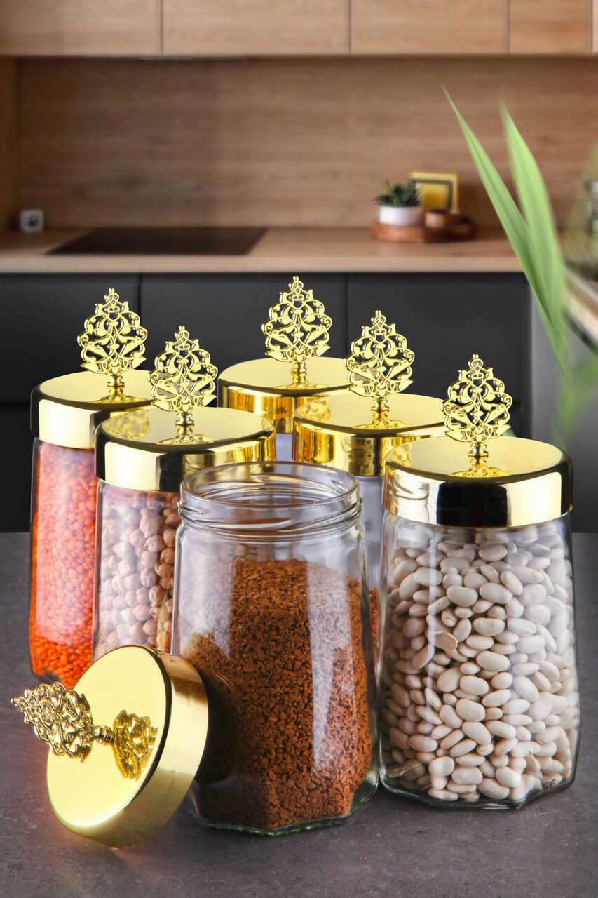 Set recipiente depozitare, Hermia, 238PLN3007, Transparent/Auriu - imagine 6